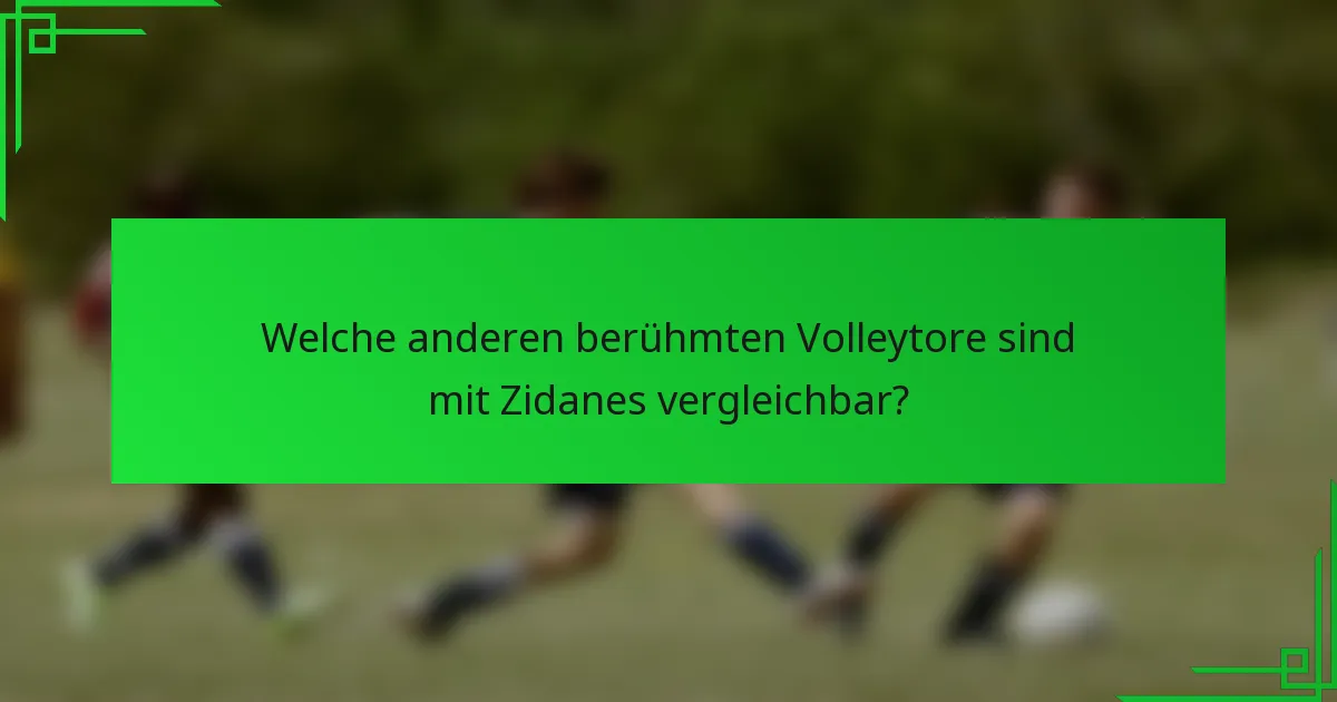 Welche anderen berühmten Volleytore sind mit Zidanes vergleichbar?